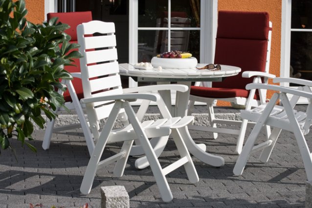 Hochwertiger Gartenstuhl weiß- verstellbarer Hochlehner