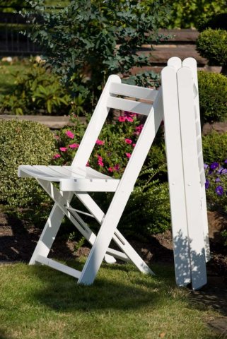 Formschöner & stabiler Klappstuhl weiß - Gartenstuhl stapelbar