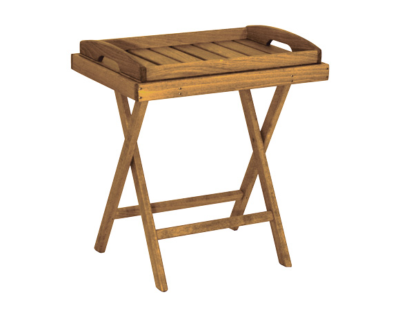 Gartenmöbel Gartentisch Balkonmöbel Tisch Serviertisch klappbar Scherengestell abnehmbares Tablett Buche Weiß